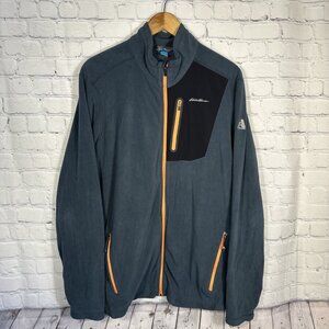 Eddie Bauer Jacket Mens Tall Large Gray Orange Full Zip‎ Fleece TL